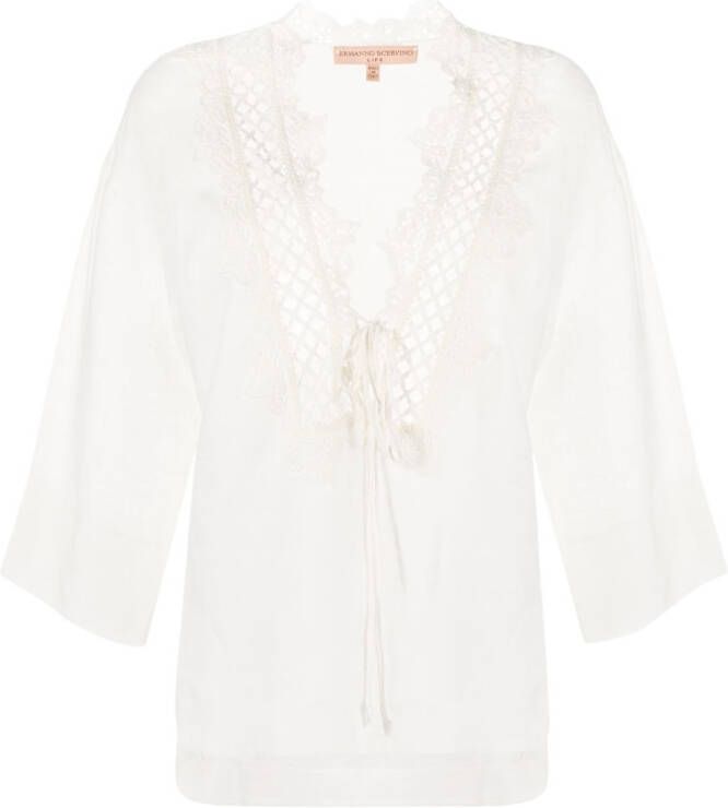 Ermanno Scervino blouse met geborduurd kant Wit
