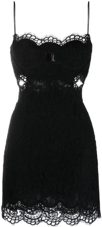 Ermanno Scervino Mini-jurk met bloemenkant Zwart