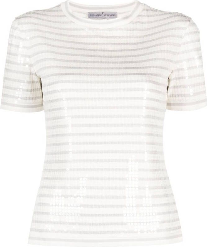 Ermanno Scervino T-shirt verfraaid met pailletten Wit