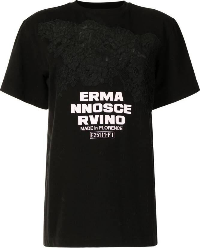 Ermanno Scervino T-shirt met kant Zwart