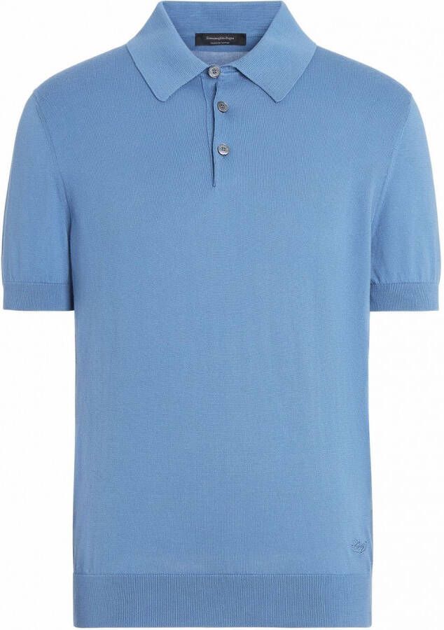 Zegna short-sleeve knitted polo shirt Blauw
