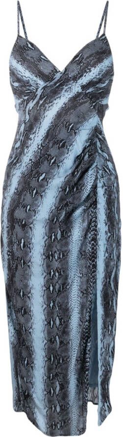 Essentiel Antwerp Midi-jurk met slangenprint Blauw