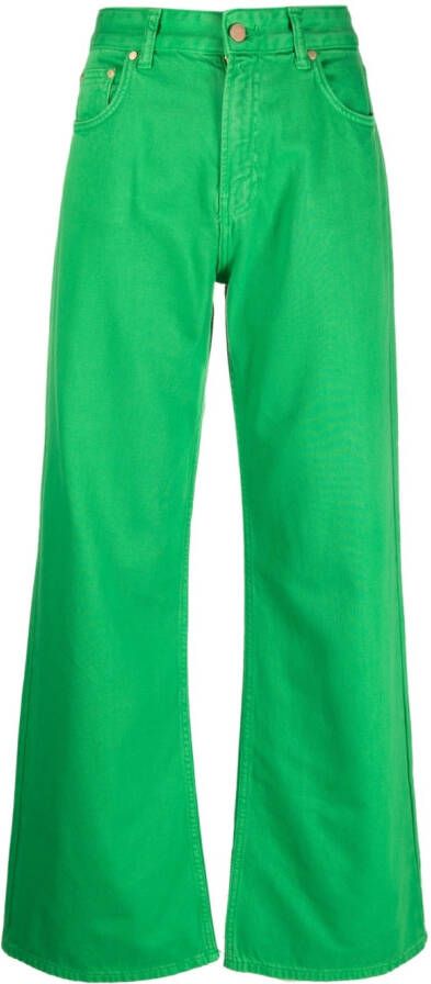 Essentiel Antwerp Jeans met wijde pijpen Groen