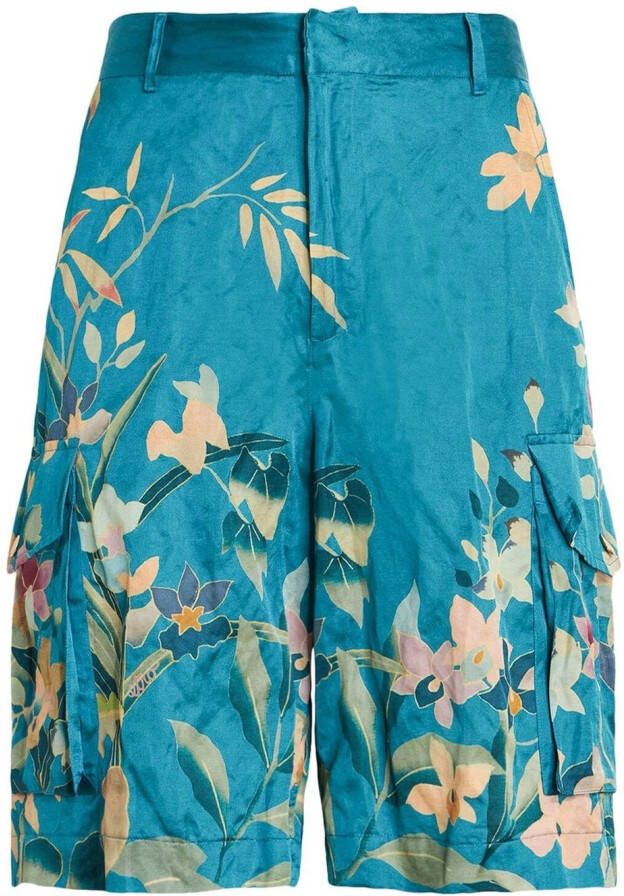 ETRO Bermuda shorts met bloemenprint Blauw