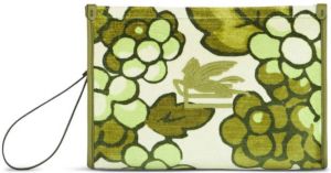 ETRO Berry-print velvet pouch Groen