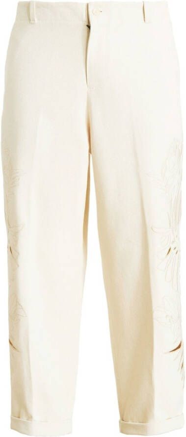 ETRO Broek met geborduurde bloemen Beige