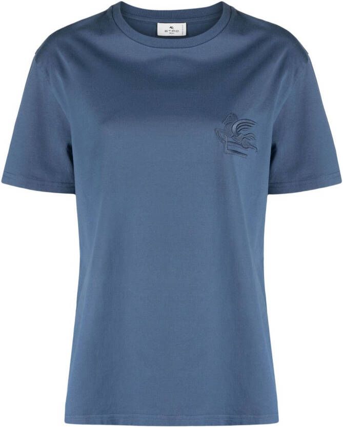 ETRO T-shirt met geborduurd logo Blauw