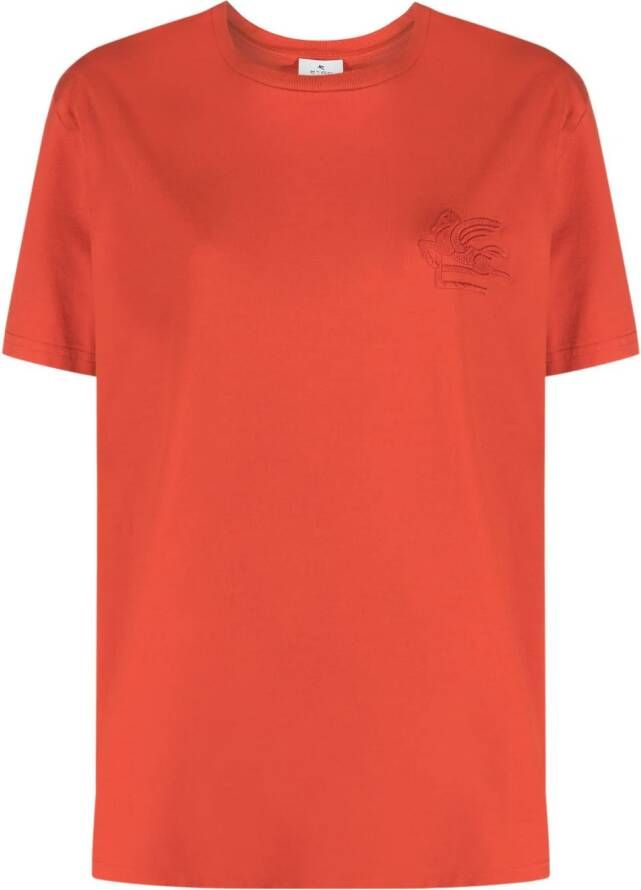ETRO T-shirt met geborduurd logo Rood