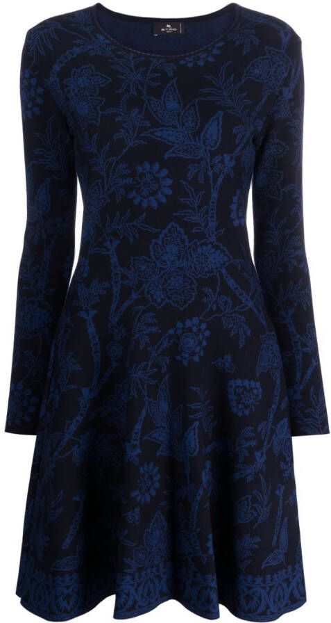 ETRO Mini-jurk met bloemjacquard Blauw