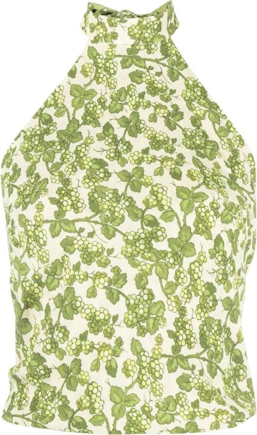 ETRO floral-print halterneck top Groen