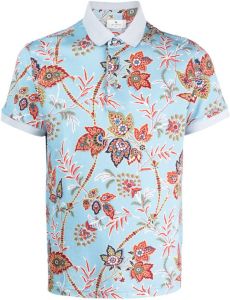 ETRO floral-print polo shirt Blauw