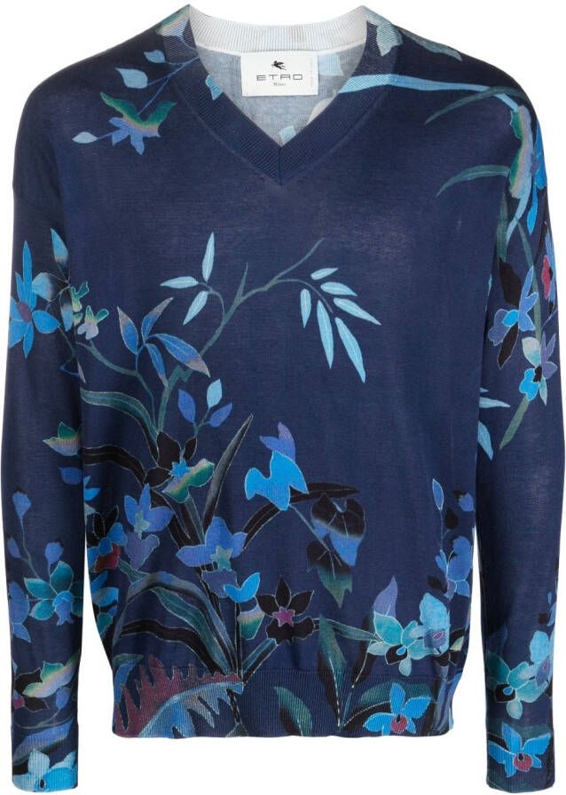 ETRO Trui met V-hals Blauw