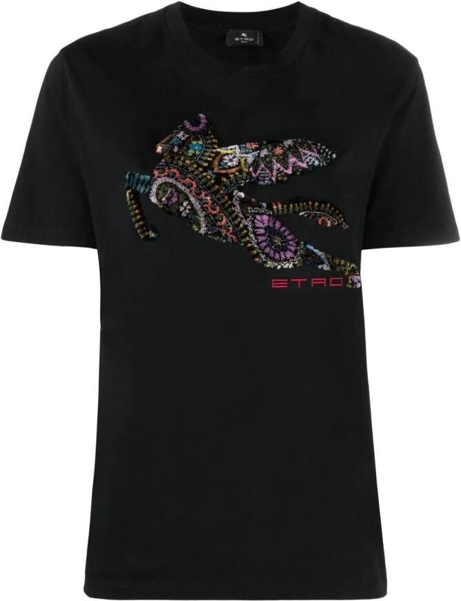 ETRO T-shirt met geborduurd logo Zwart