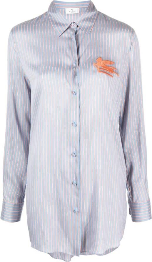 ETRO Blouse met geborduurd logo Blauw