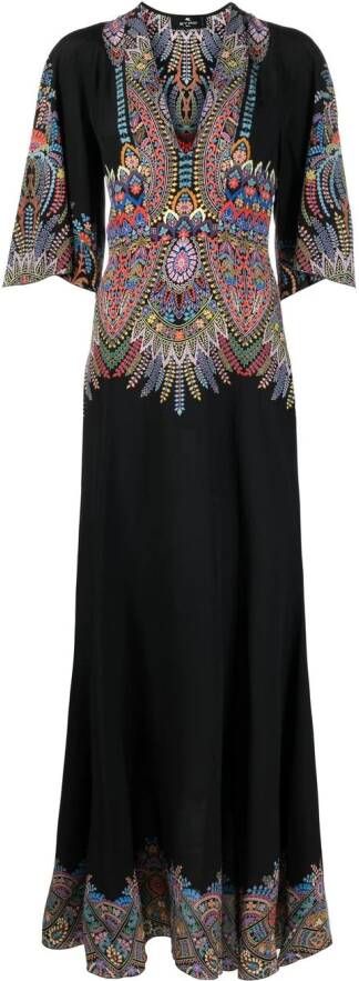 ETRO Maxi-jurk met V-hals Zwart