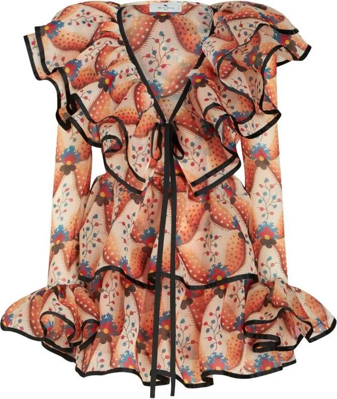 ETRO Mini-jurk met bloemenprint Bruin