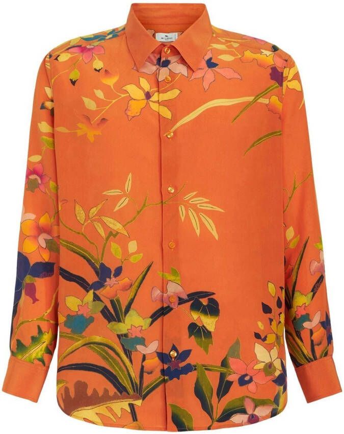 ETRO Overhemd met bloemenprint Oranje