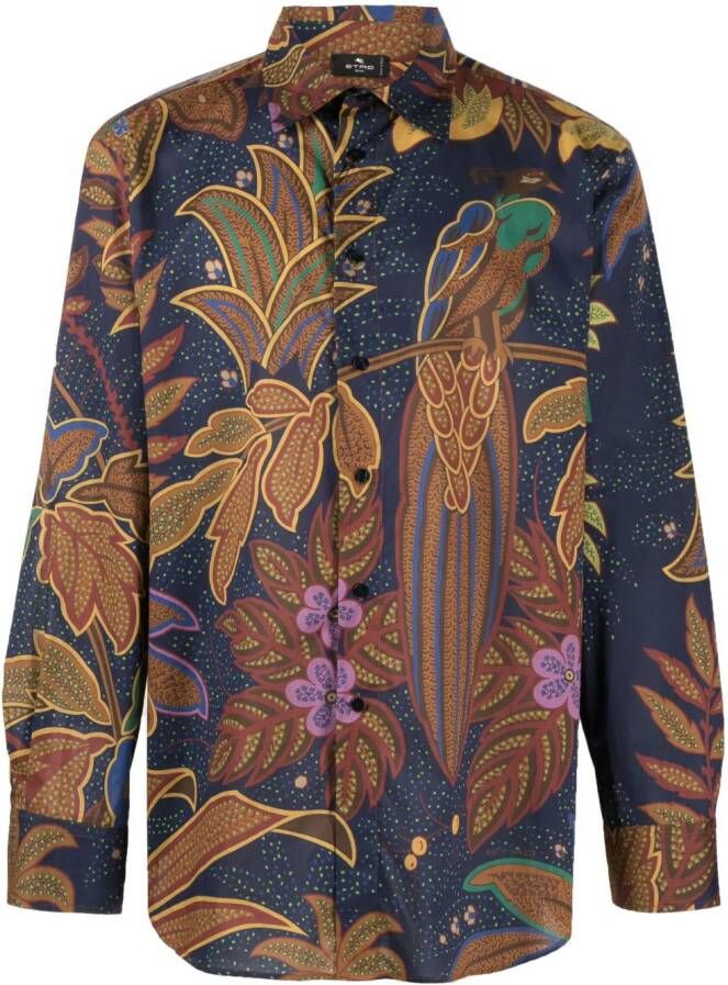 ETRO Overhemd met botanische print Blauw