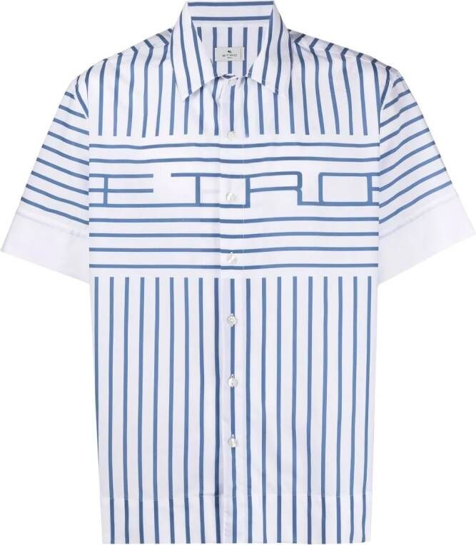 ETRO Overhemd met logostreep Blauw