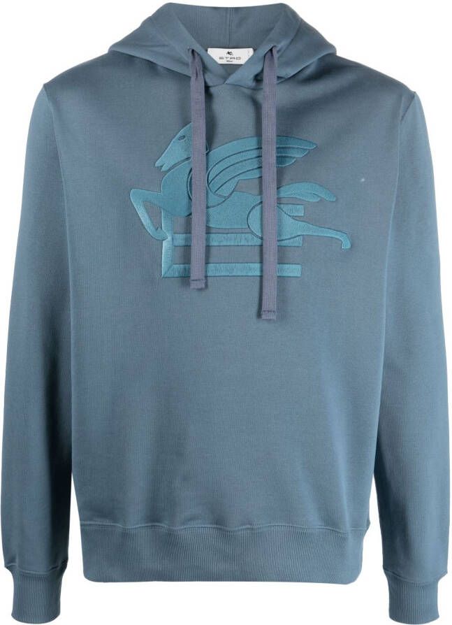 ETRO Pegaso hoodie met geborduurd logo Blauw