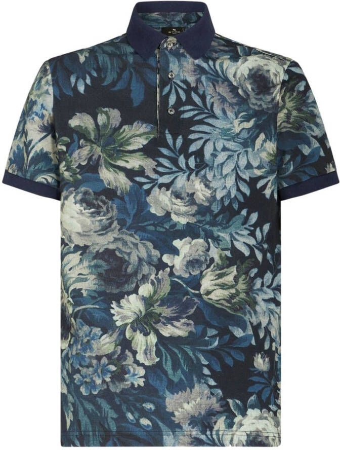 ETRO Poloshirt met bloemenprint Blauw