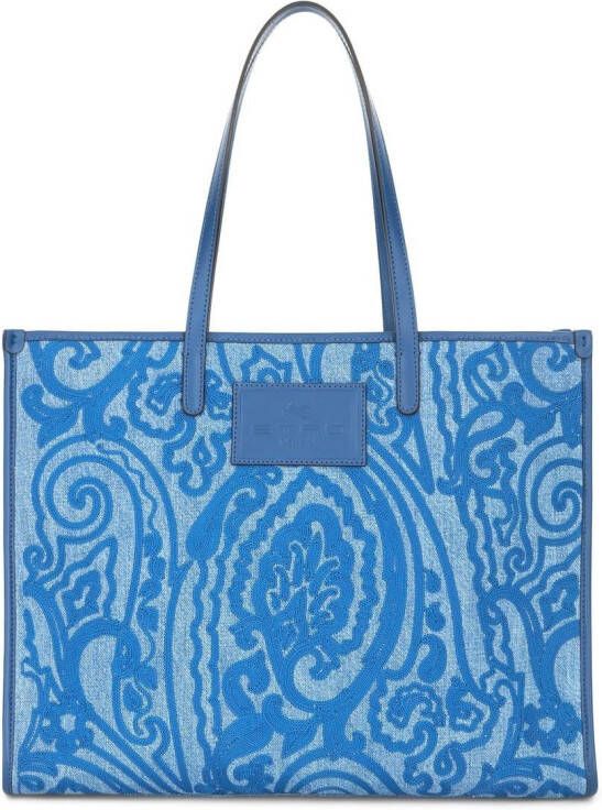 ETRO Shopper met paisley-print Blauw