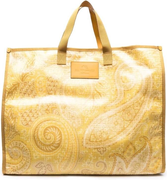 ETRO Shopper met paisley-print Geel