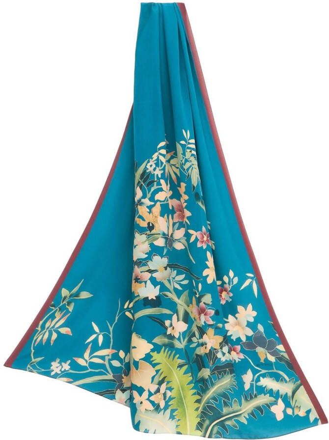 ETRO Sjaal met bloemenprint Blauw