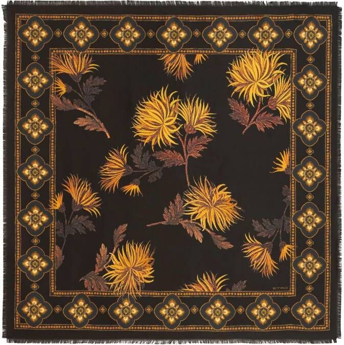 ETRO Sjaal met bloemenprint Zwart