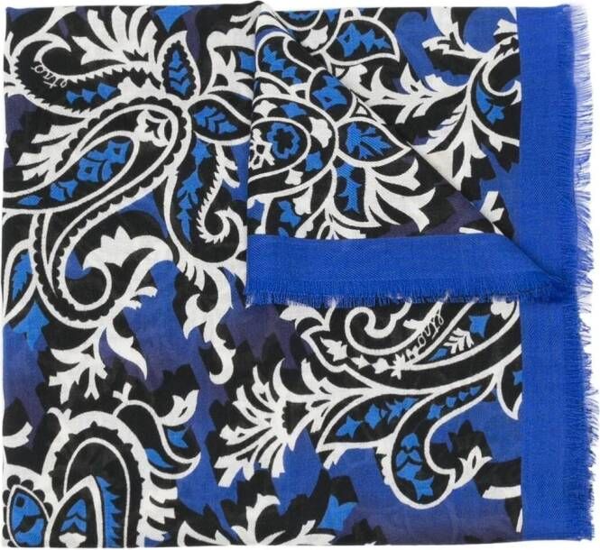 ETRO Sjaal met bloemjacquard Blauw