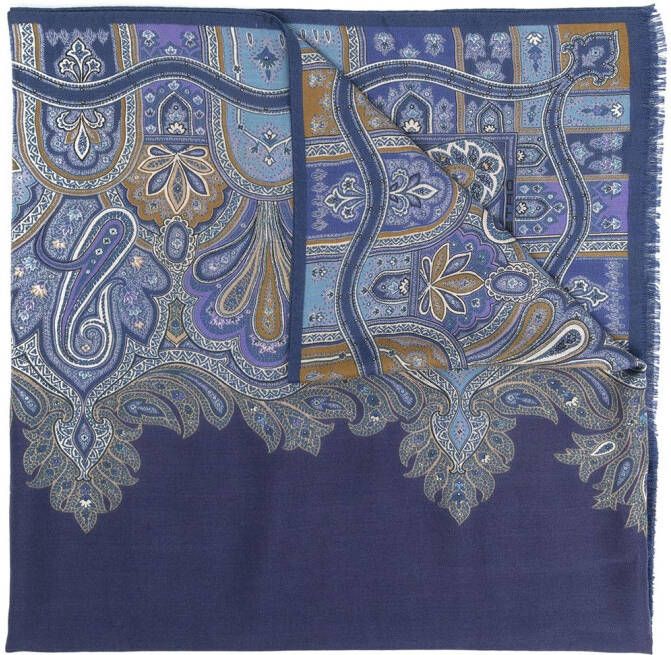 ETRO Sjaal met paisley-print Blauw