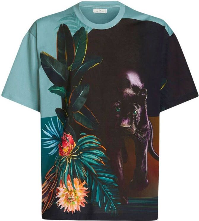 ETRO T-shirt met bloemenprint Blauw