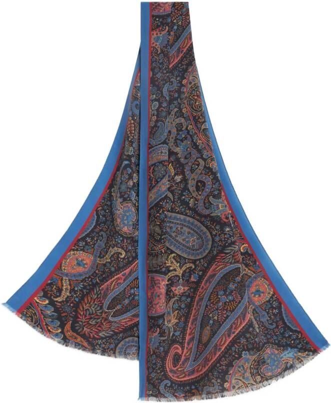 ETRO Zijden sjaal met paisley-print Blauw