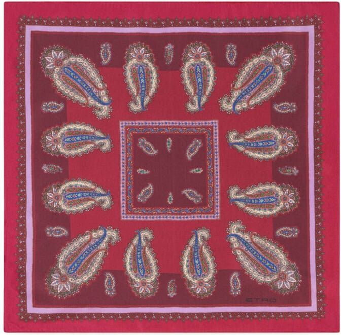 ETRO Zijden sjaal met paisley-print Rood