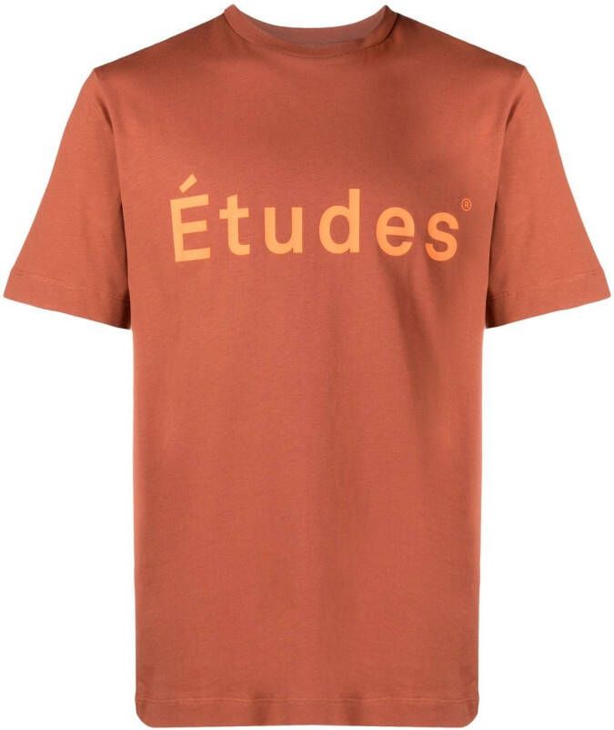 Etudes T-shirt met logoprint Bruin