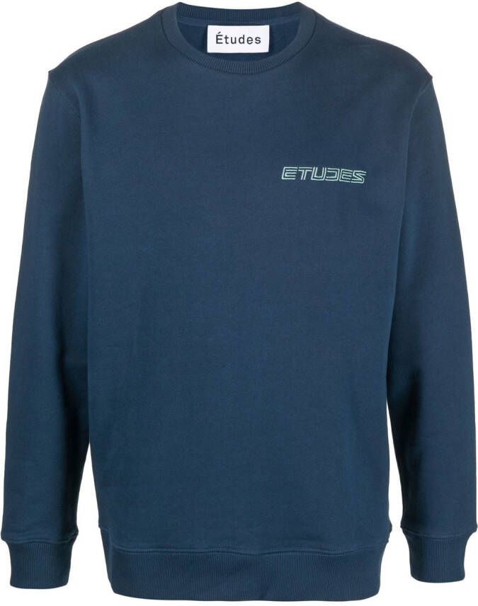 Etudes Sweater met geborduurd logo Blauw