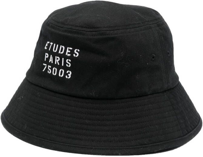 Études Studio Vissershoed met geborduurd logo Zwart