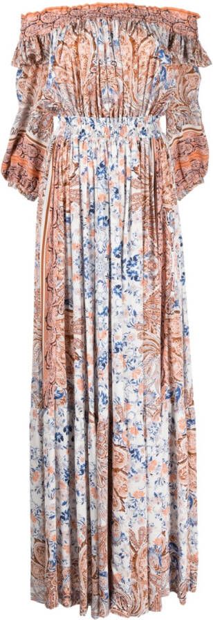Evarae Maxi-jurk met bloemenprint Bruin