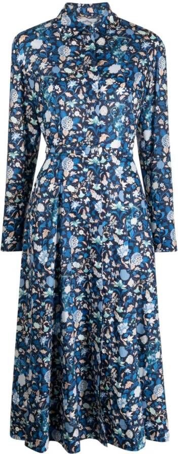 Evi Grintela Midi-jurk met bloemenprint Blauw