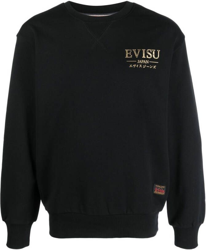 EVISU Sweater met logoprint Zwart