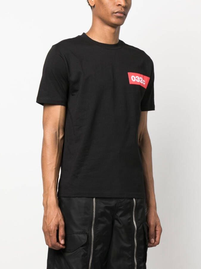 032c T-shirt met logoprint Zwart