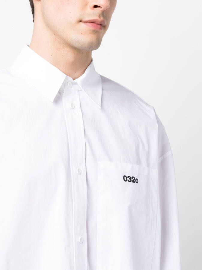032c Overhemd met geborduurd logo Wit