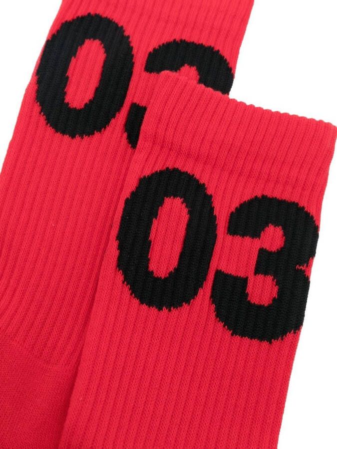 032c Intarsia enkelsokken Rood
