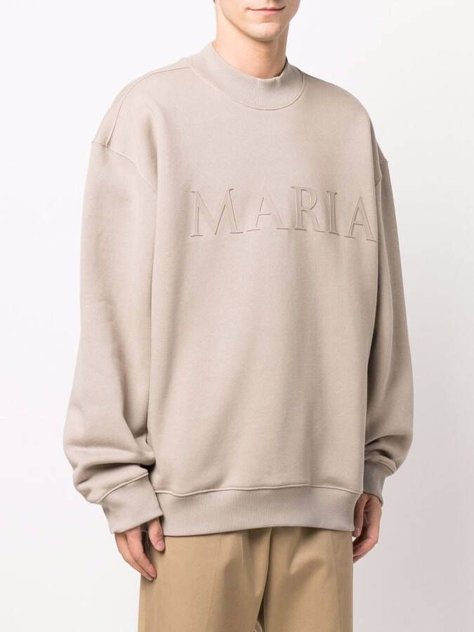 032c Sweater met Maria reliëf Beige