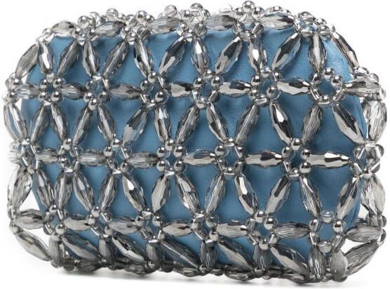 0711 Clutch verfraaid met kralen Blauw