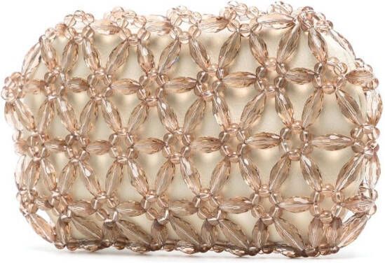 0711 Clutch verfraaid met kralen Bruin