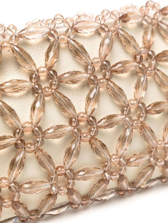 0711 Clutch verfraaid met kralen Bruin