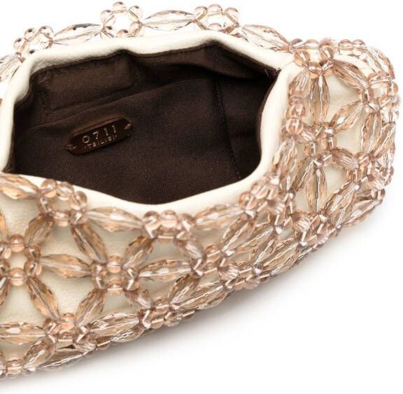 0711 Clutch verfraaid met kralen Bruin