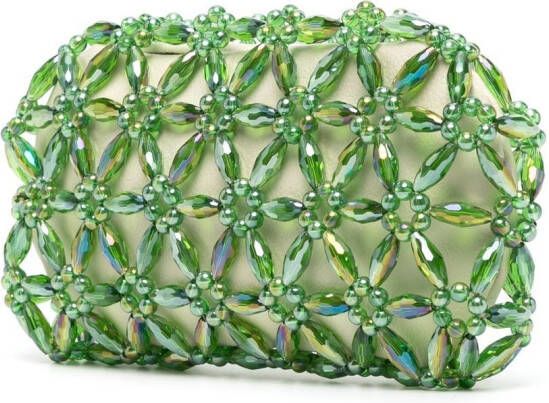 0711 Clutch verfraaid met kralen Groen