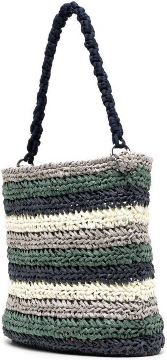 0711 Gestreepte strandtas Blauw
